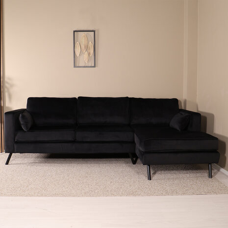 Lizzely Garden & Living Hoekbank Hilde 270cm zwart velvet rechts