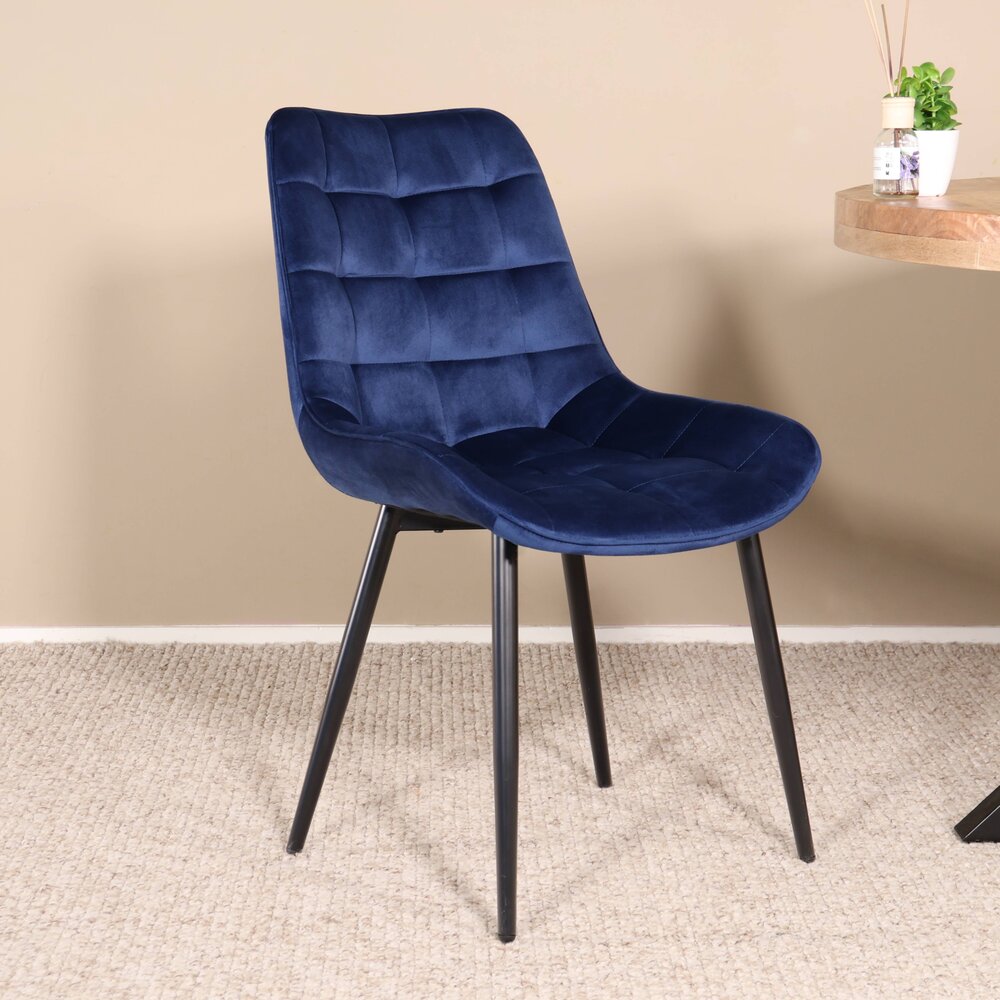 Eetkamerstoel De Vince donkerblauw velvet eetstoel Eetkamerstoel De Vince donkerblauw velvet eetstoel