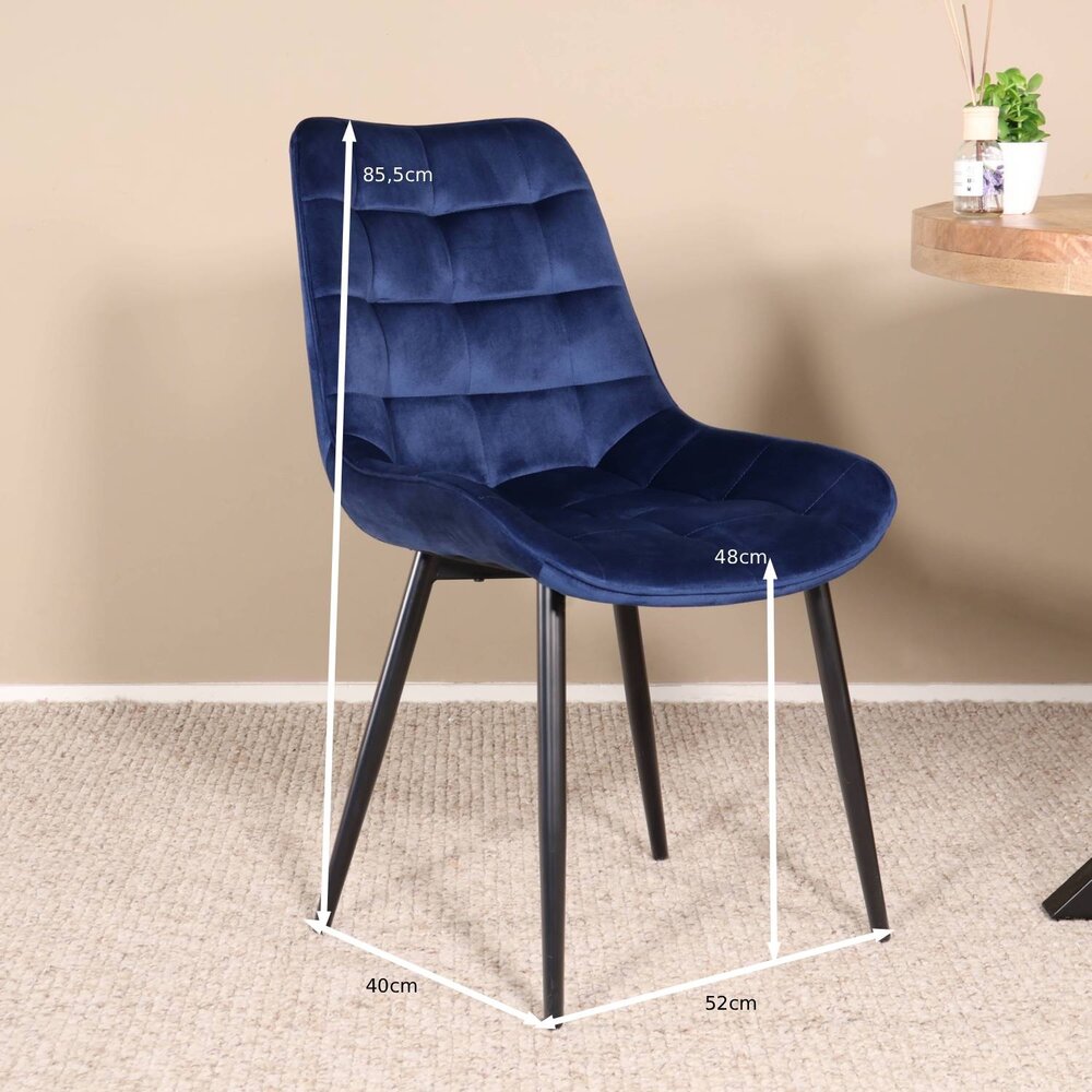 Eetkamerstoel De Vince donkerblauw velvet eetstoel Eetkamerstoel De Vince donkerblauw velvet eetstoel