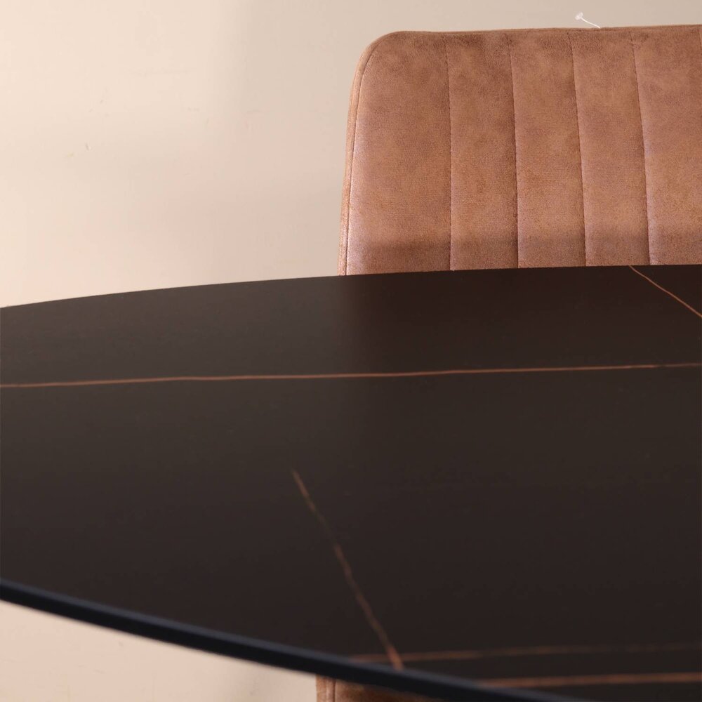 Eettafel ovaal 180cm Figo marmerlook zwart ovale tafel steen Eettafel ovaal 180cm Figo marmerlook zwart ovale tafel steen
