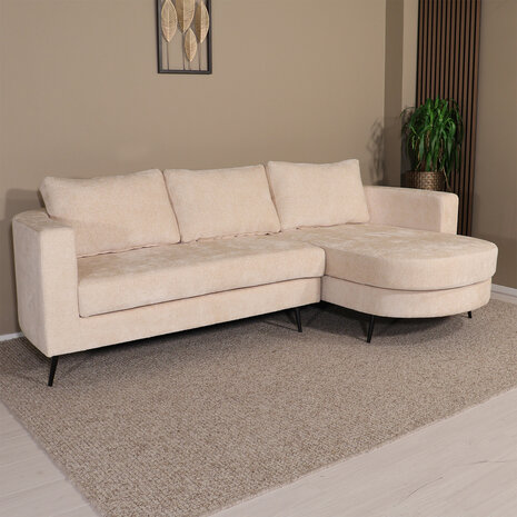 Lizzely Garden & Living Hoekbank design Nox 250cm zand chenille rechts Lizzely Garden & Living Hoekbank design Nox 250cm zand chenille rechts