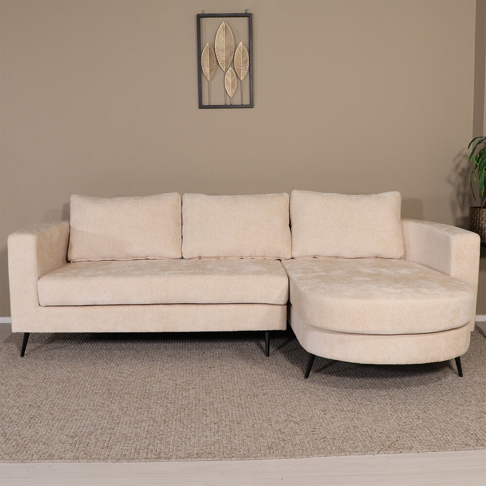 Hoekbank design Nox 250cm zand chenille rechts Hoekbank design Nox 250cm zand chenille rechts