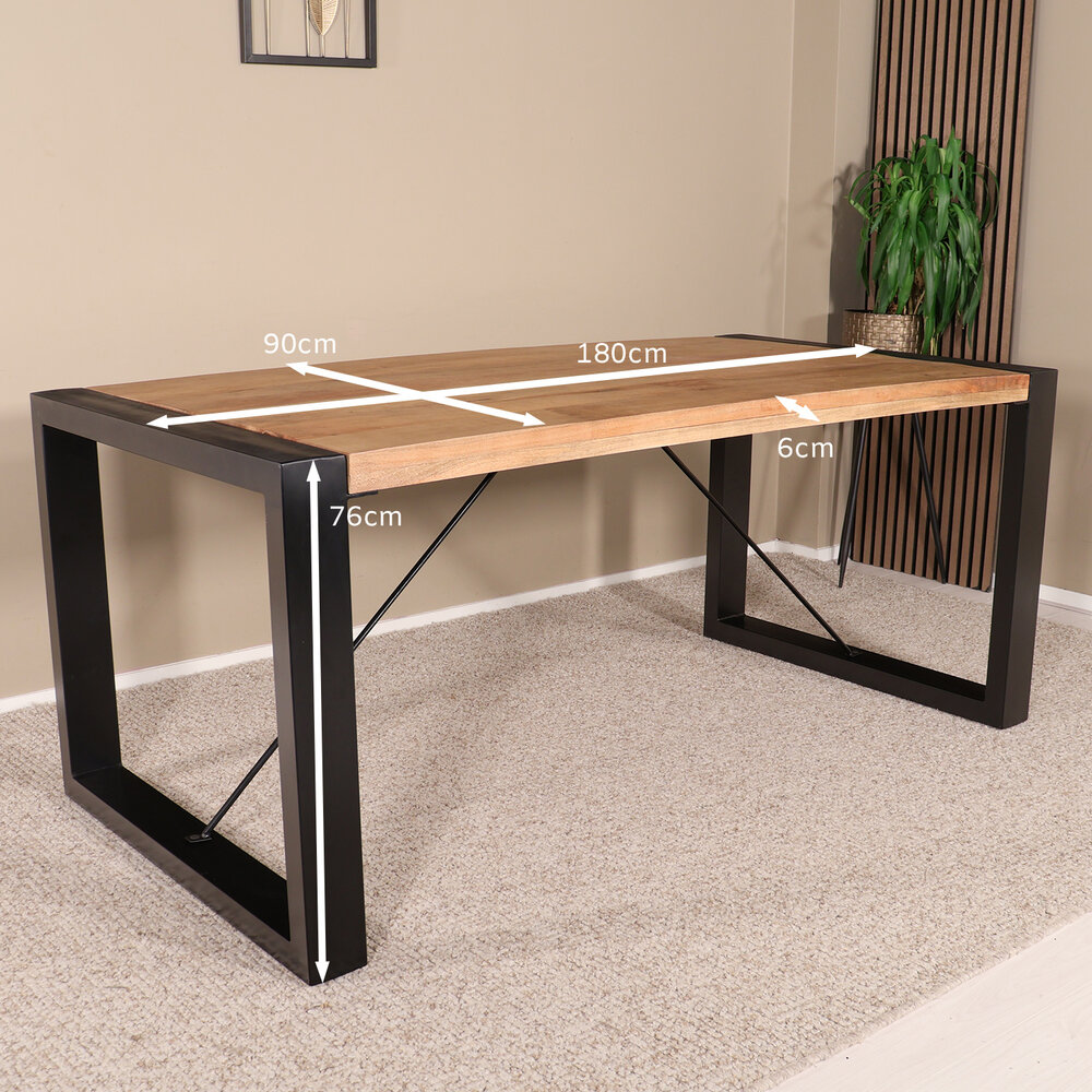 Eettafel Jonas rechthoekig 180cm lichtbruin mangohout Eettafel Jonas rechthoekig 180cm lichtbruin mangohout