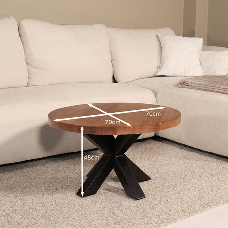 Lizzely Garden & Living Salontafel rond mangohout 70cm Jesse walnoot Lizzely Garden & Living Salontafel rond mangohout 70cm Jesse walnoot