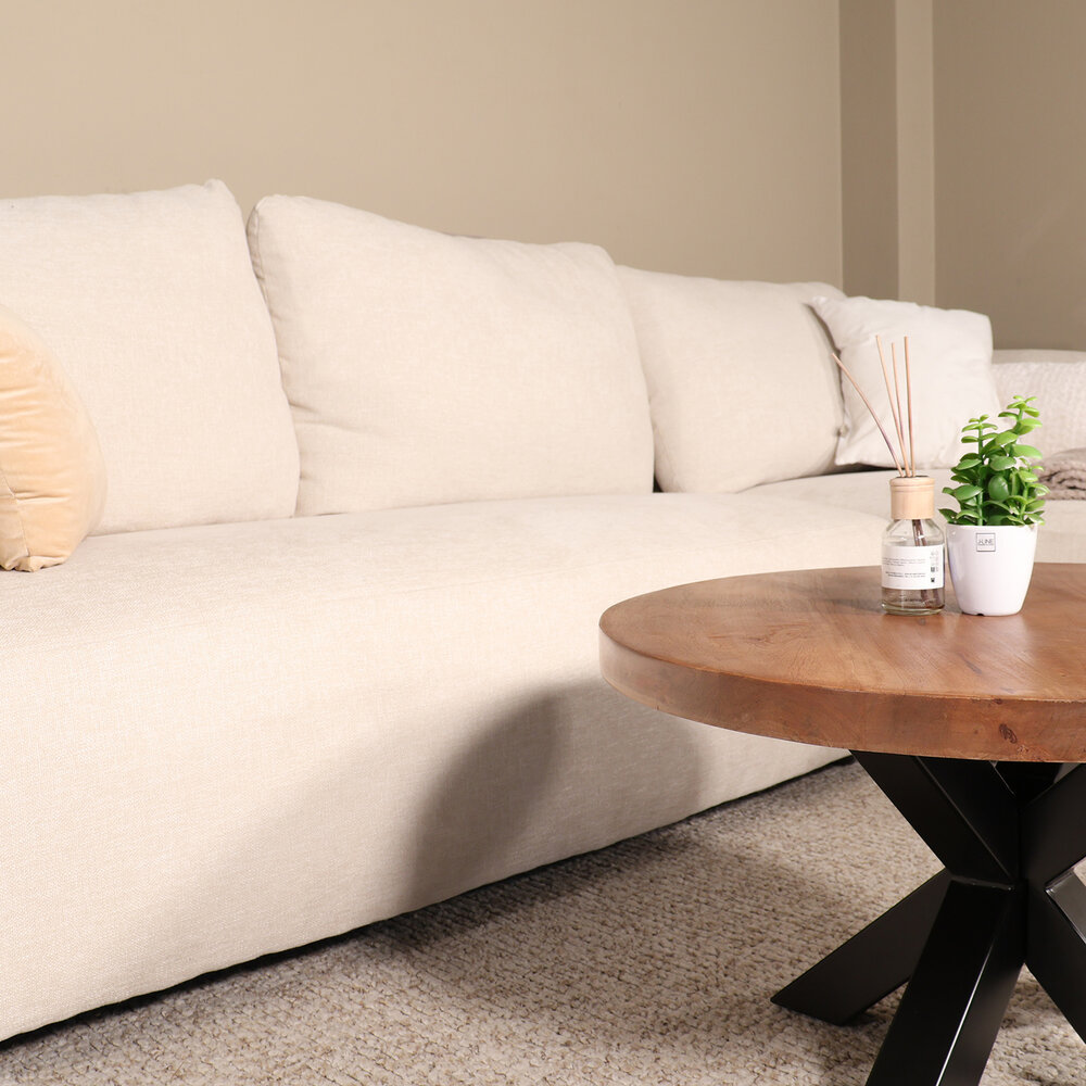 Salontafel rond mangohout 70cm Jesse walnoot Salontafel rond mangohout 70cm Jesse walnoot