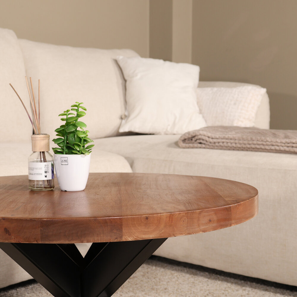 Salontafel rond mangohout 70cm Jesse walnoot Salontafel rond mangohout 70cm Jesse walnoot