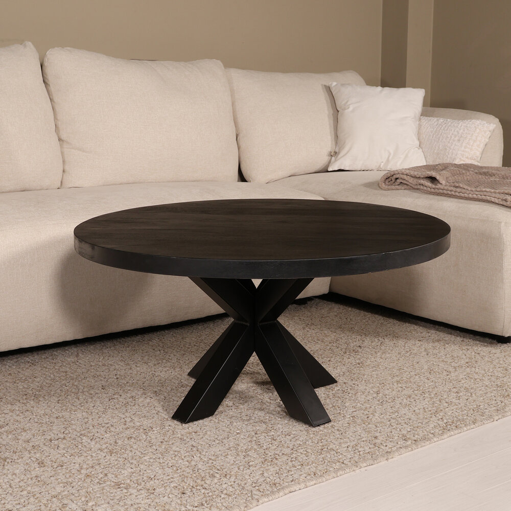 Salontafel rond mangohout 90cm Jesse zwart