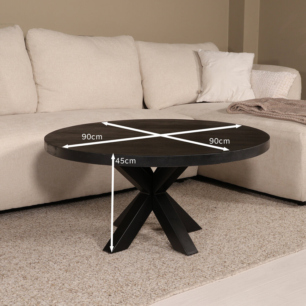 Salontafel rond mangohout 90cm Jesse zwart