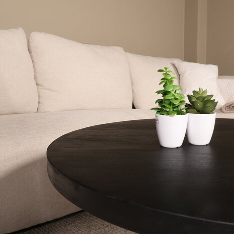 Lizzely Garden & Living Salontafel rond mangohout 90cm Jesse zwart