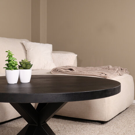 Lizzely Garden & Living Salontafel rond mangohout 90cm Jesse zwart