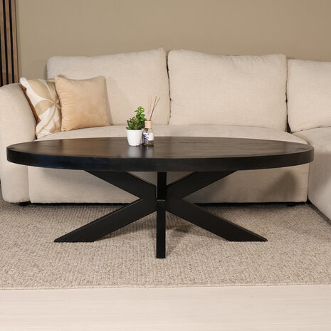 Lizzely Garden & Living Salontafel ovaal zwart mangohout 140cm Jimmy