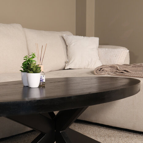 Lizzely Garden & Living Salontafel ovaal zwart mangohout 140cm Jimmy