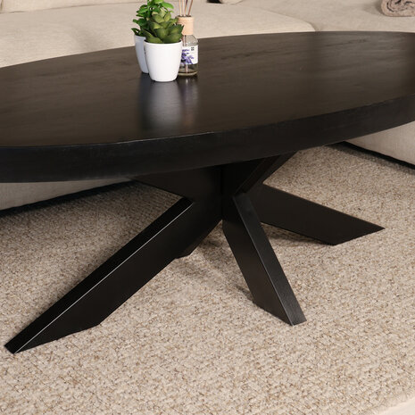 Lizzely Garden & Living Salontafel ovaal zwart mangohout 140cm Jimmy