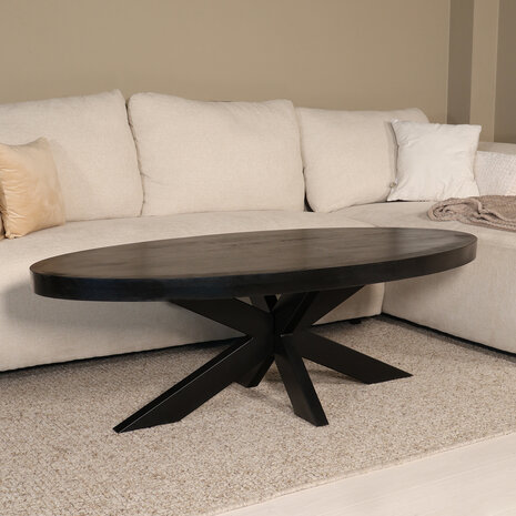 Lizzely Garden & Living Salontafel ovaal zwart mangohout 140cm Jimmy