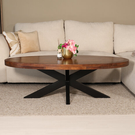 Lizzely Garden & Living Salontafel ovaal bruin mangohout 140cm Jimmy Lizzely Garden & Living Salontafel ovaal bruin mangohout 140cm Jimmy