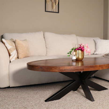 Lizzely Garden & Living Salontafel ovaal bruin mangohout 140cm Jimmy Lizzely Garden & Living Salontafel ovaal bruin mangohout 140cm Jimmy