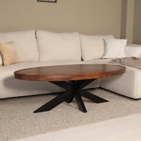 Lizzely Garden & Living Salontafel ovaal bruin mangohout 140cm Jimmy Lizzely Garden & Living Salontafel ovaal bruin mangohout 140cm Jimmy