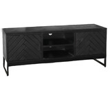 Lizzely Garden & Living TV meubel industrieel Liv zwart mangohout 130cm lengte visgraat mango Lizzely Garden & Living TV meubel industrieel Liv zwart mangohout 130cm lengte visgraat mango