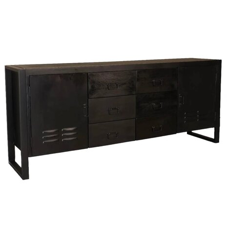 Lizzely Garden & Living Dressoir mangohout Jazzy zwart industrieel 200x85cm Lizzely Garden & Living Dressoir mangohout Jazzy zwart industrieel 200x85cm