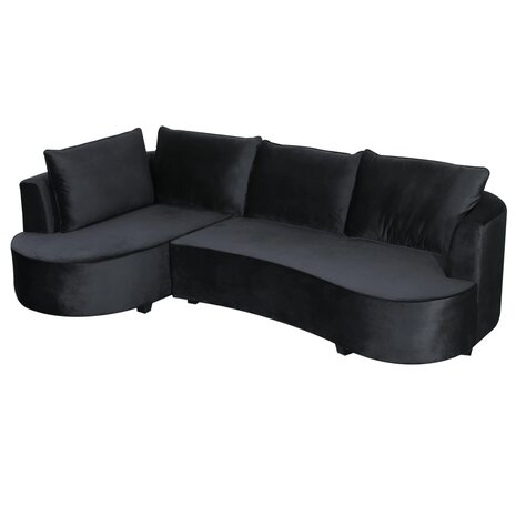 Lizzely Garden & Living Hoekbank Lando 270cm bank zwart velvet bankstel links loungebank Lizzely Garden & Living Hoekbank Lando 270cm bank zwart velvet bankstel links loungebank