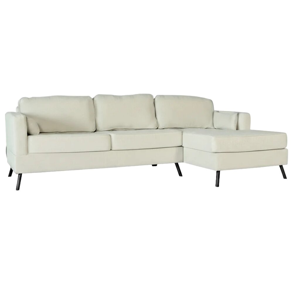 Hoekbank design Darsiono 280cm bank beige velvet loungebank zowel links als rechts bankstel