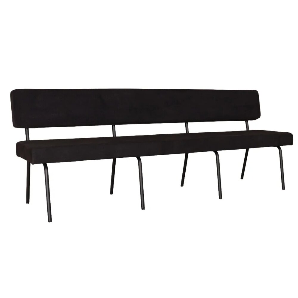 Eetkamerbank Wendy 220cm zwart stof eetbank