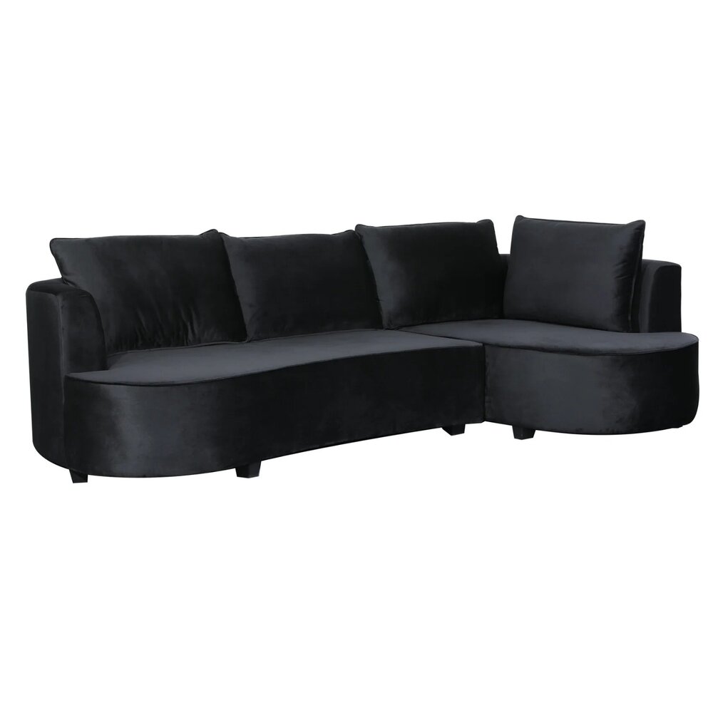 Hoekbank Lando 270cm bank zwart velvet bankstel rechts loungebank Hoekbank Lando 270cm bank zwart velvet bankstel rechts loungebank