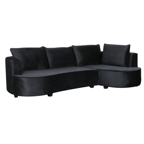 Lizzely Garden & Living Hoekbank Lando 270cm bank zwart velvet bankstel rechts loungebank Lizzely Garden & Living Hoekbank Lando 270cm bank zwart velvet bankstel rechts loungebank