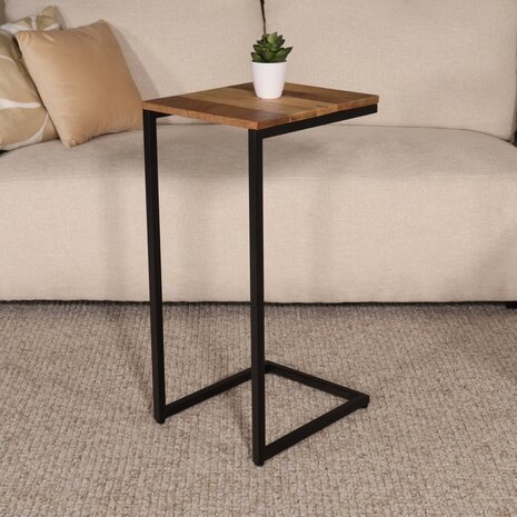 Lizzely Garden & Living Bijzettafel industrieel Jerry 69cm lichtbruin mangohout Lizzely Garden & Living Bijzettafel industrieel Jerry 69cm lichtbruin mangohout