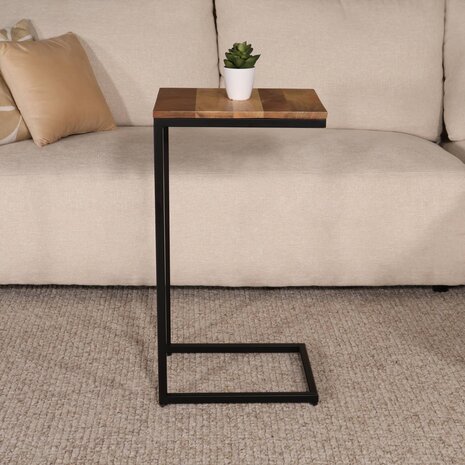 Lizzely Garden & Living Bijzettafel industrieel Jerry 69cm lichtbruin mangohout Lizzely Garden & Living Bijzettafel industrieel Jerry 69cm lichtbruin mangohout