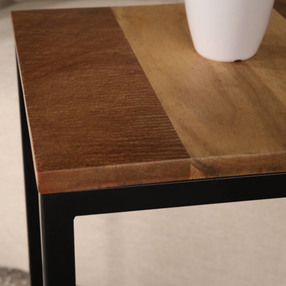 Bijzettafel industrieel Jerry 69cm lichtbruin mangohout Bijzettafel industrieel Jerry 69cm lichtbruin mangohout