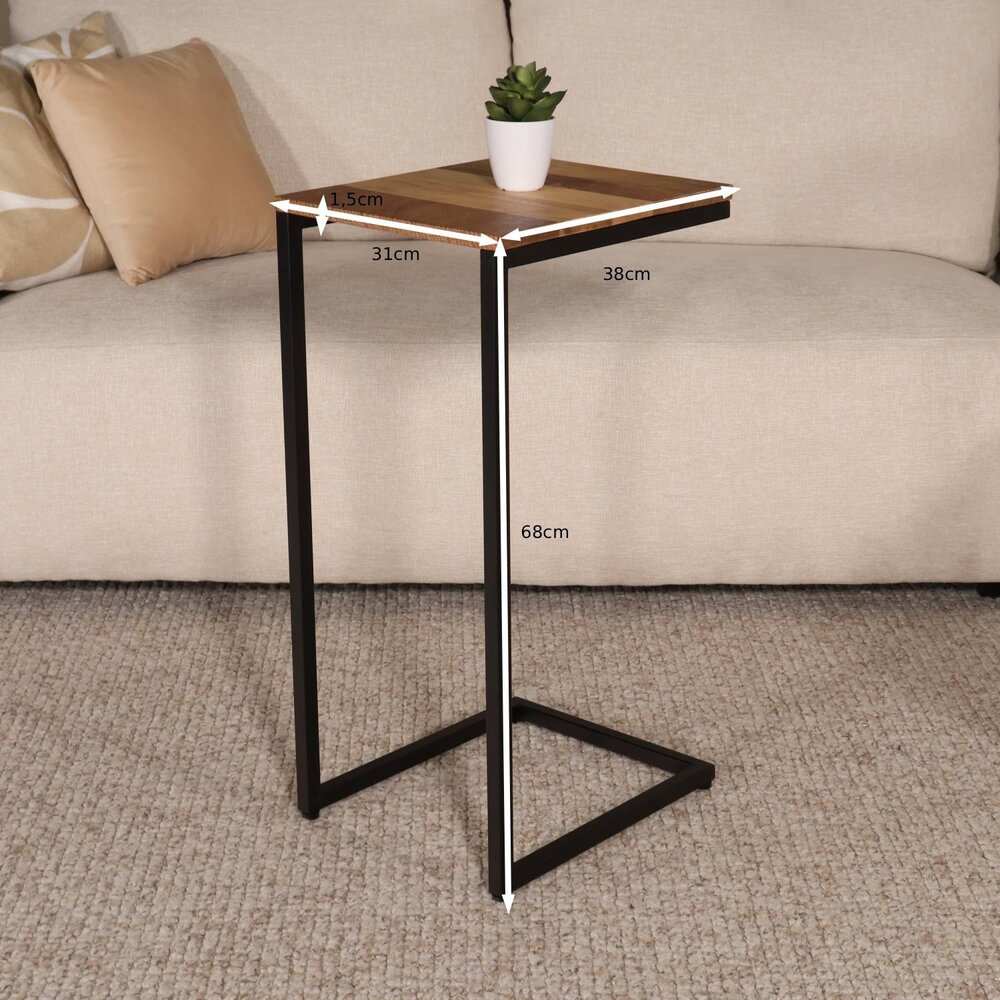 Bijzettafel industrieel Jerry 69cm lichtbruin mangohout Bijzettafel industrieel Jerry 69cm lichtbruin mangohout