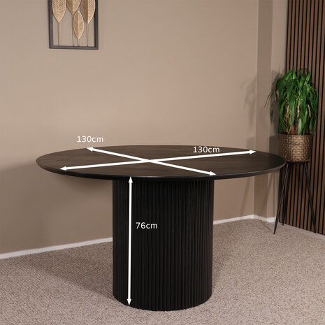 Lizzely Garden & Living Eettafel rond mangohout Rover 130x130cm zwart ronde eettafel mango Lizzely Garden & Living Eettafel rond mangohout Rover 130x130cm zwart ronde eettafel mango