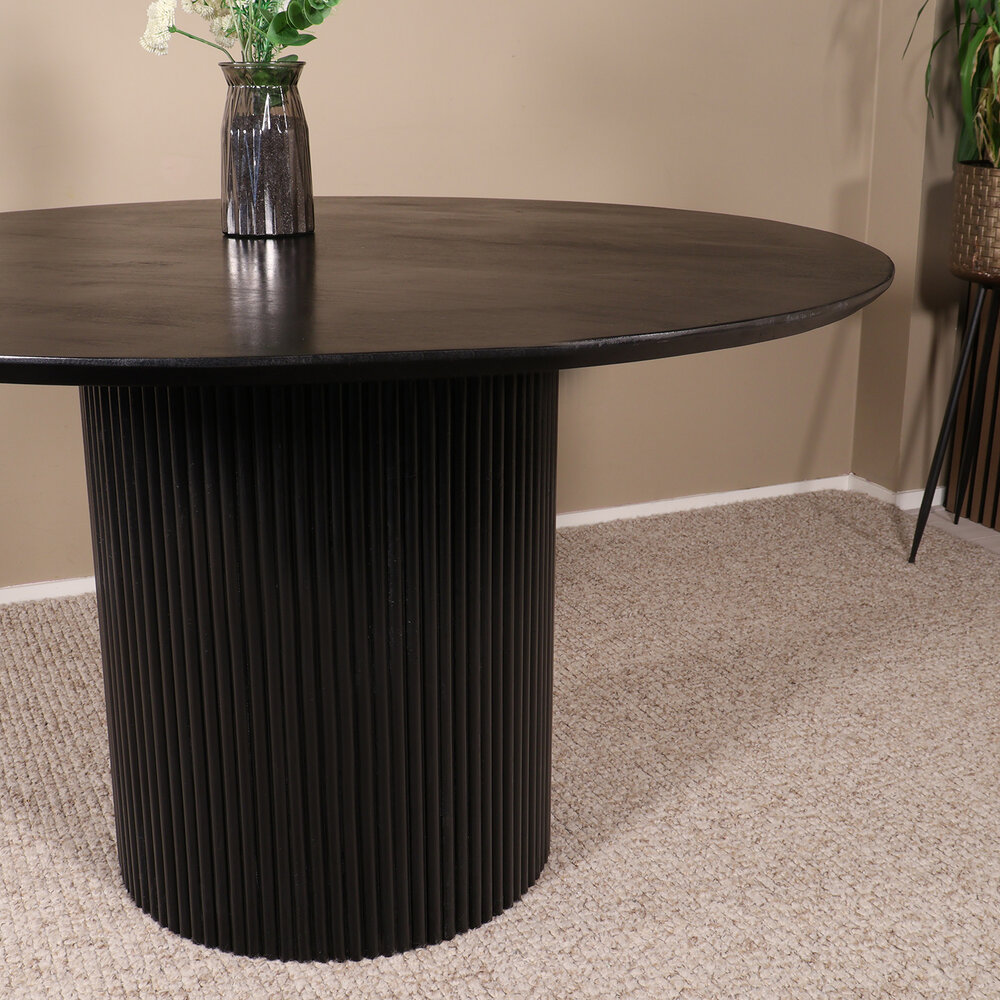 Eettafel rond mangohout Rover 130x130cm zwart ronde eettafel mango Eettafel rond mangohout Rover 130x130cm zwart ronde eettafel mango