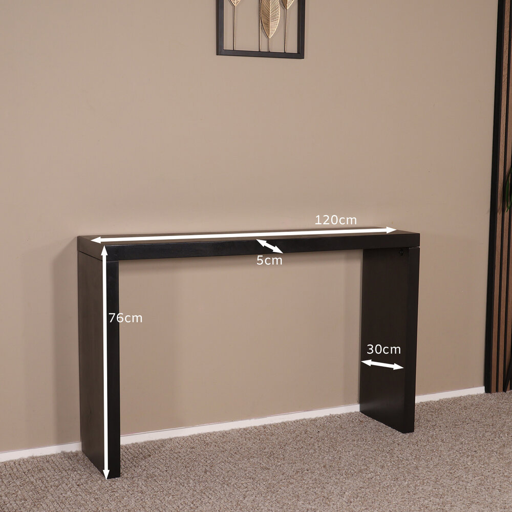 Bijzettafel mangohout Randy 120cm zwart