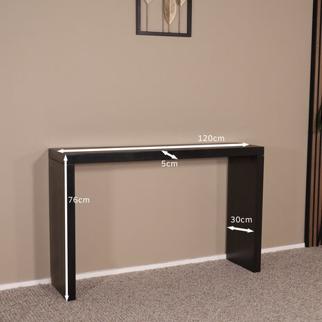 Lizzely Garden & Living Bijzettafel mangohout Randy 120cm zwart