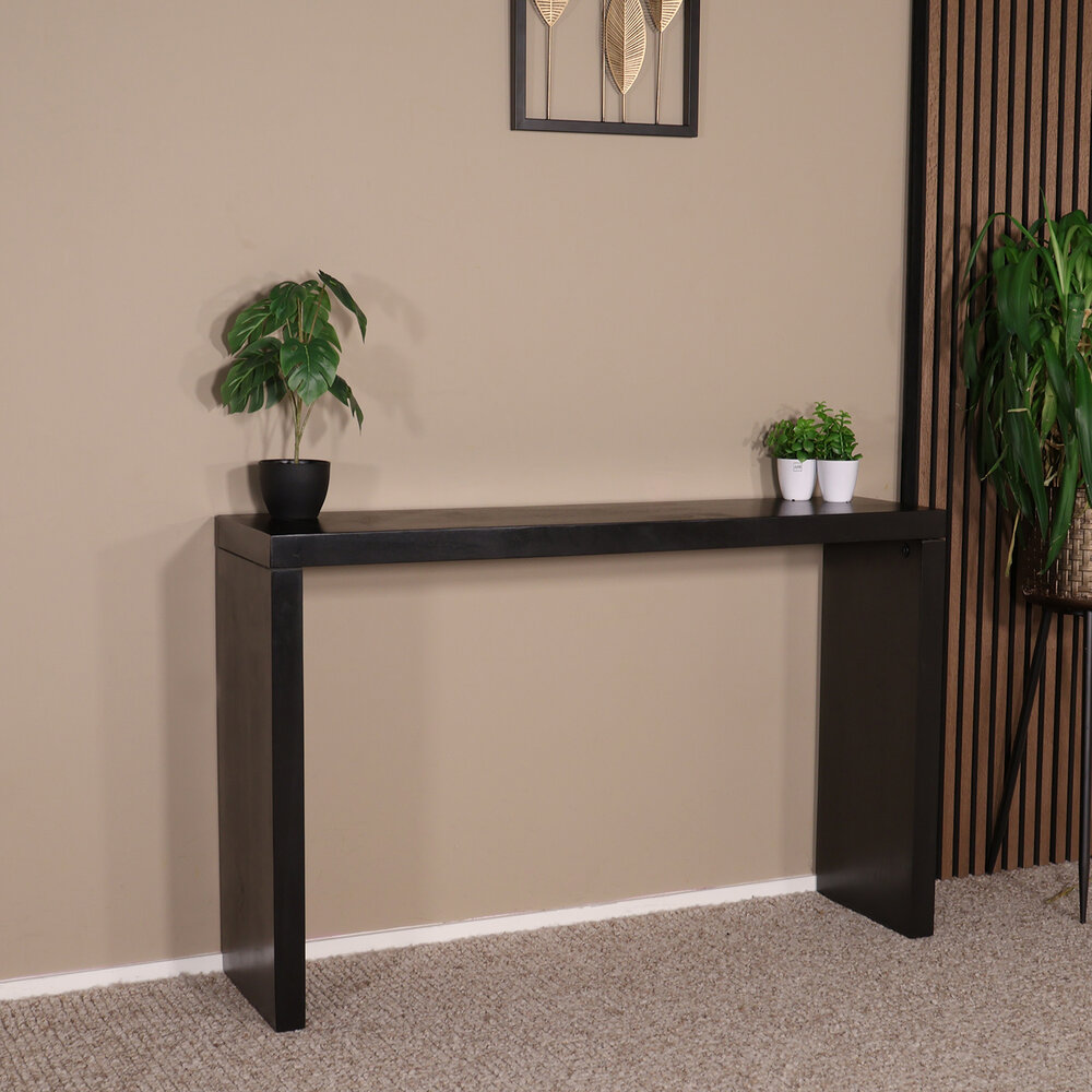 Bijzettafel mangohout Randy 120cm zwart