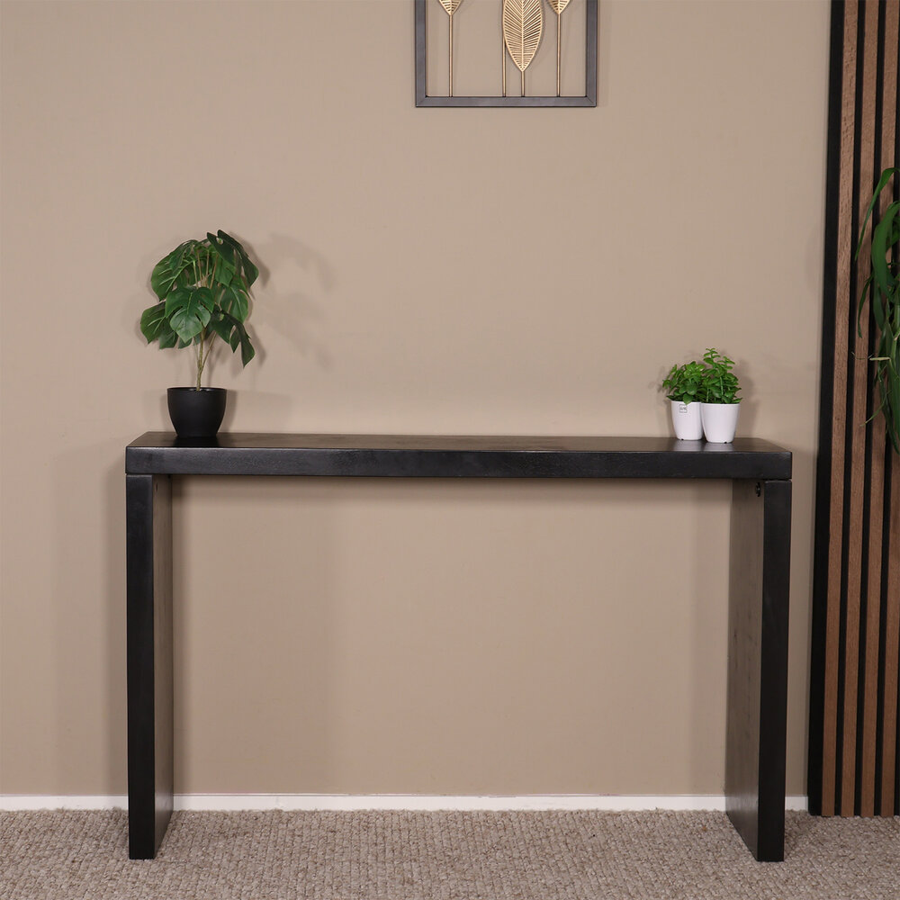 Bijzettafel mangohout Randy 120cm zwart