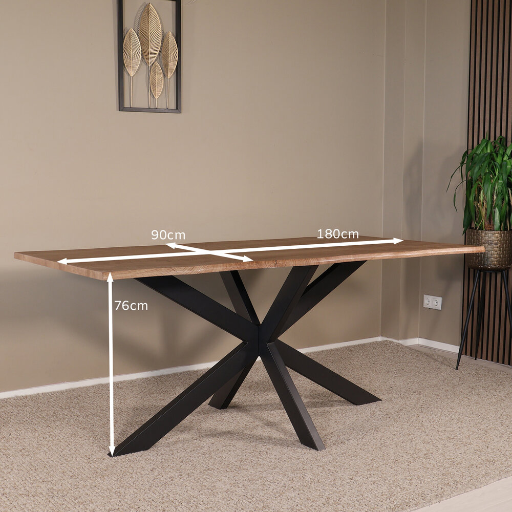 Eettafel langwerpig 180cm Jeffo bruin langwerpige tafel Eettafel langwerpig 180cm Jeffo bruin langwerpige tafel