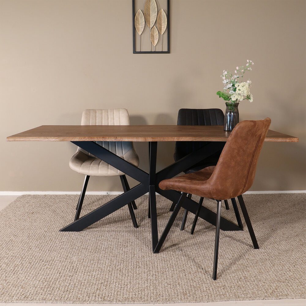 Eettafel langwerpig 180cm Jeffo bruin langwerpige tafel Eettafel langwerpig 180cm Jeffo bruin langwerpige tafel