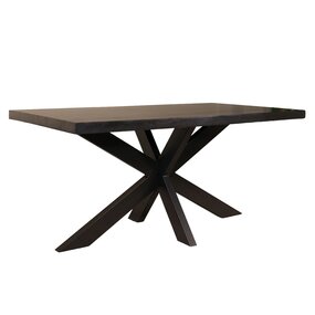 Lizzely Garden & Living Tweedekans model: Eettafel langwerpig mangohout 160cm zwart John langwerpige tafel duurzaam mango eetkamertafel