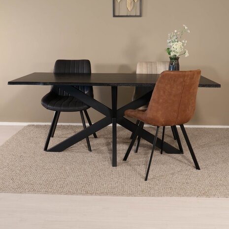 Lizzely Garden & Living Eettafel langwerpig 180cm Jeffo zwart langwerpige tafel Lizzely Garden & Living Eettafel langwerpig 180cm Jeffo zwart langwerpige tafel