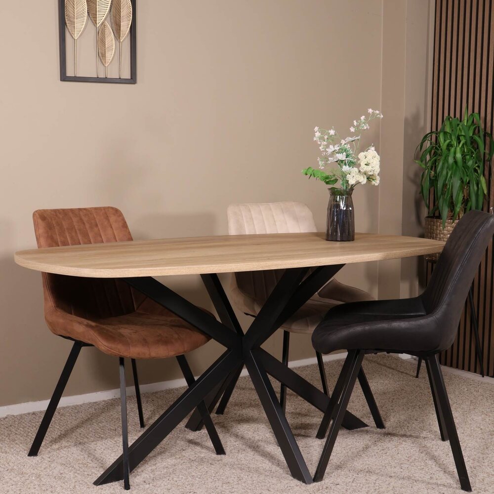 Eettafel Deens ovaal 160cm licht bruin Hero ovale eettafel Eettafel Deens ovaal 160cm licht bruin Hero ovale eettafel