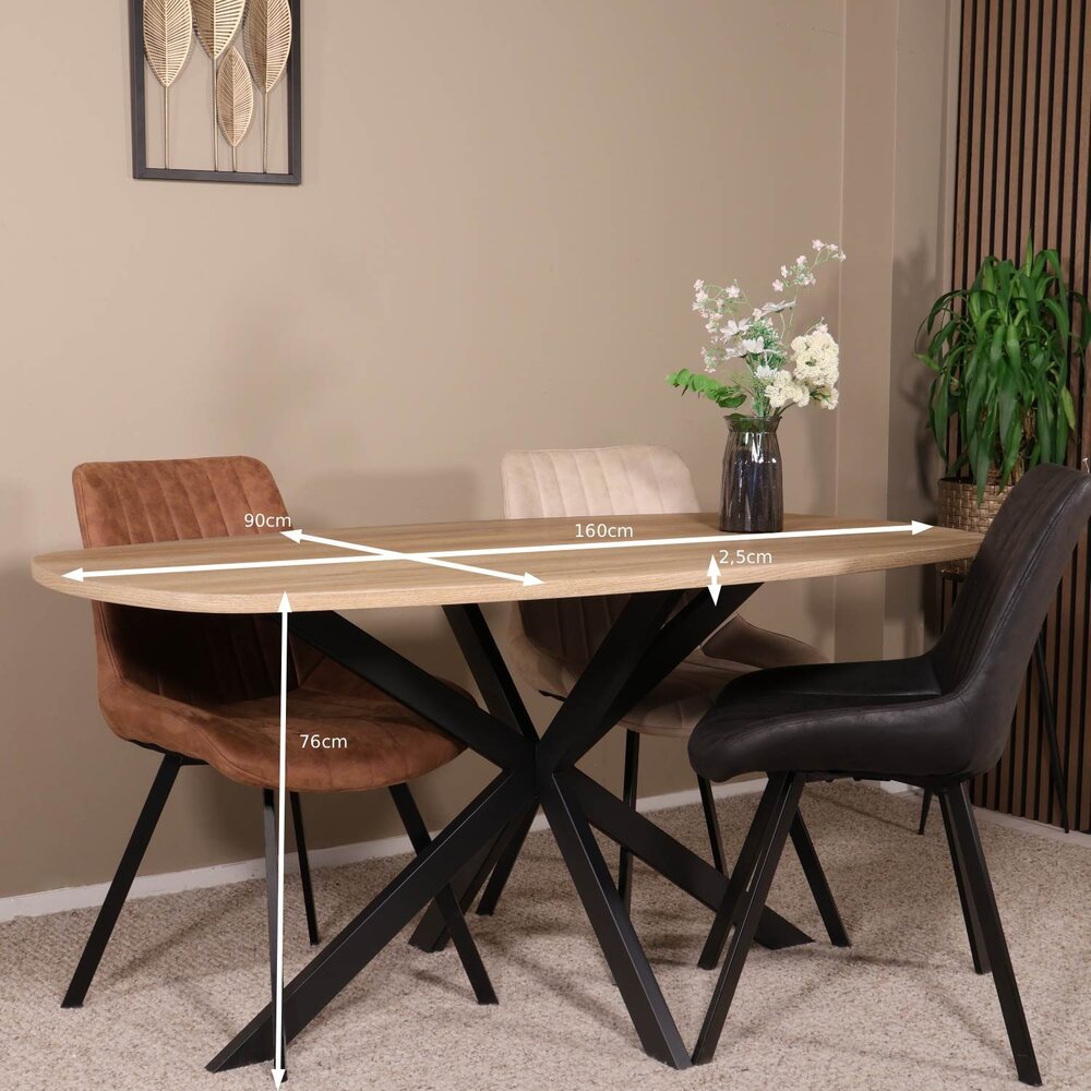 Eettafel Deens ovaal 160cm licht bruin Hero ovale eettafel Eettafel Deens ovaal 160cm licht bruin Hero ovale eettafel