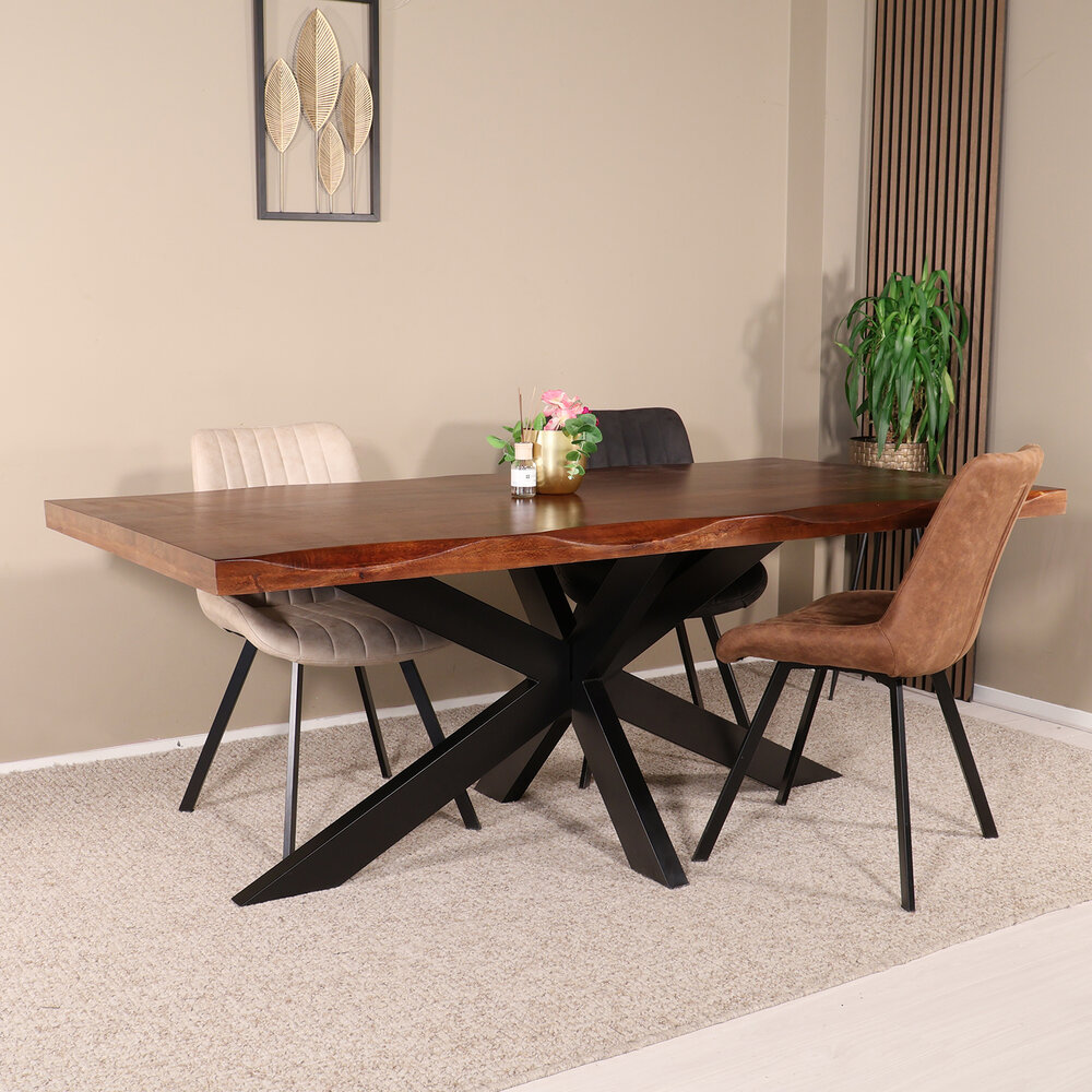 Eettafel boomstam mangohout 200cm Indiana industriële duurzaam boomstamtafel mango Eettafel boomstam mangohout 200cm Indiana industriële duurzaam boomstamtafel mango