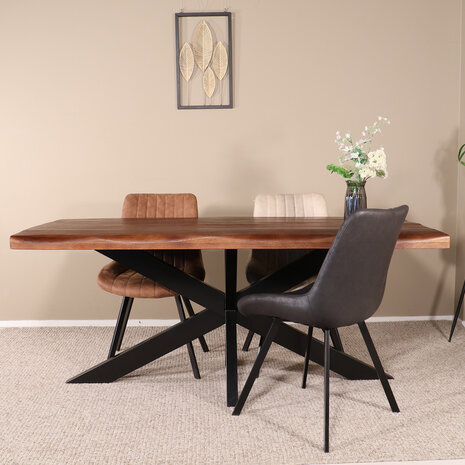 Lizzely Garden & Living Eettafel boomstam mangohout 180cm Indiana industriële duurzaam boomstamtafel mango Lizzely Garden & Living Eettafel boomstam mangohout 180cm Indiana industriële duurzaam boomstamtafel mango