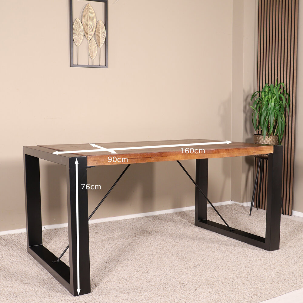 Eettafel rechthoekig Jonas 160x90cm mangohout duurzaam mango tafel
