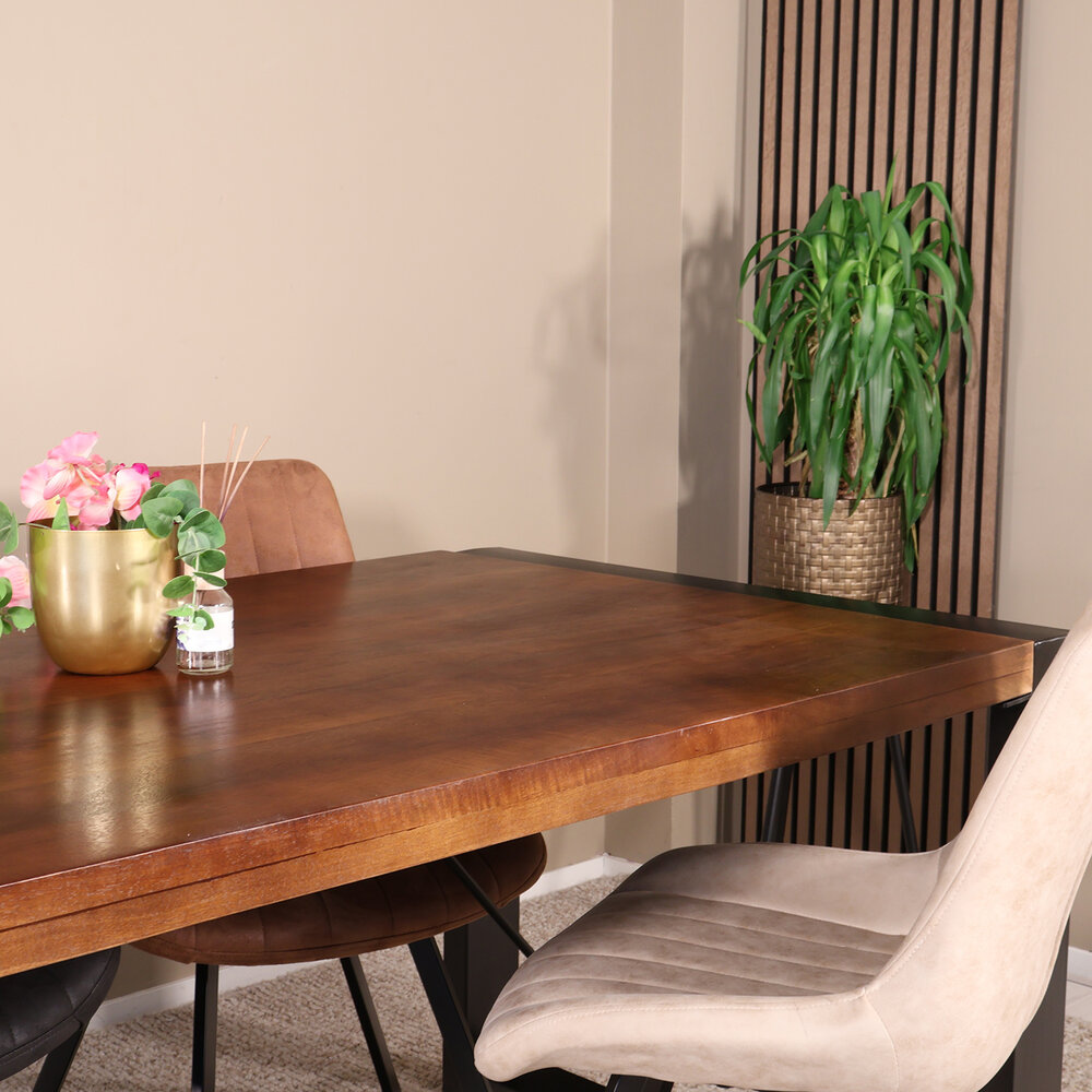 Eettafel rechthoekig Jonas 160x90cm mangohout duurzaam mango tafel