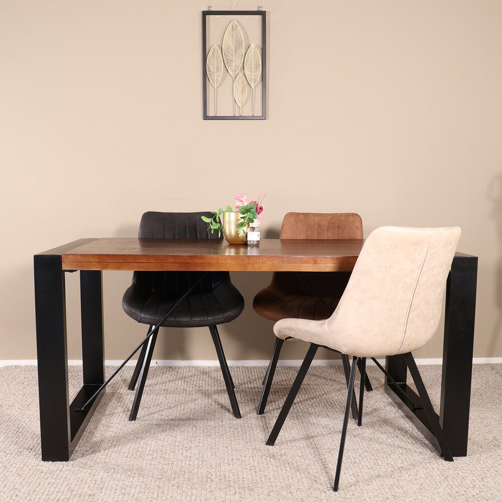 Eettafel rechthoekig Jonas 160x90cm mangohout duurzaam mango tafel