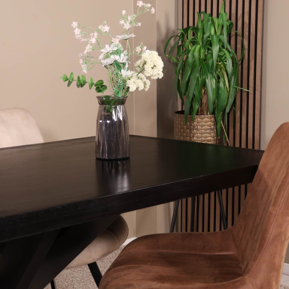 Eettafel langwerpig mangohout 180cm zwart John langwerpige tafel duurzaam mango eetkamertafel